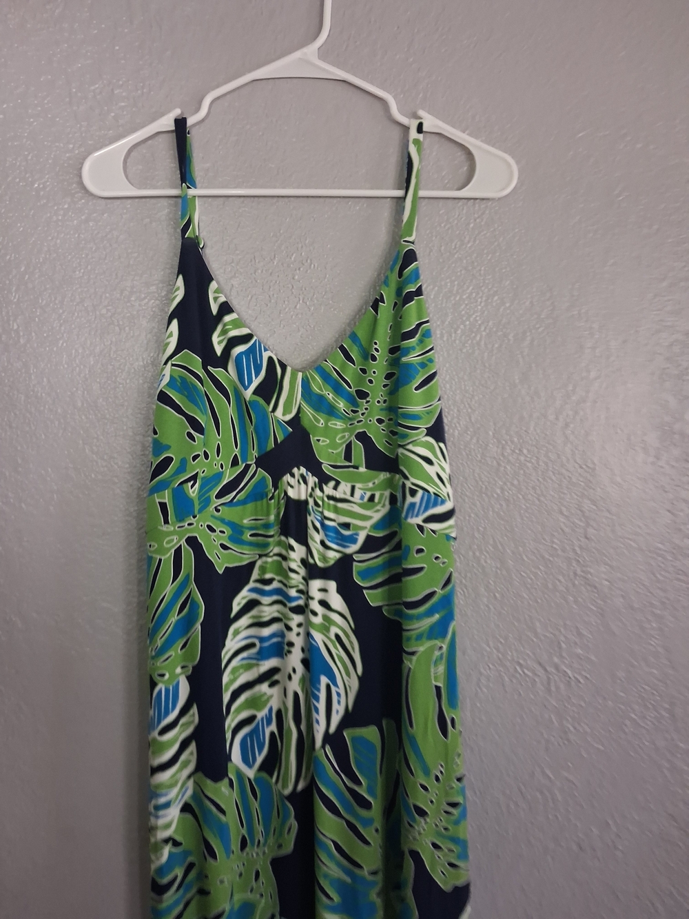 Tommy Bahama Tropical Leaf Print Maxi Spaghetti Strap Dress Vacation L - Picture 2 of 6